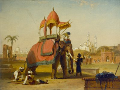 Un elefante bardato - Scena vicino a Delhi (Una scena nelle Indie orientali), 1832 da William Daniell