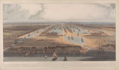Una veduta dei West India Docks da William Daniell