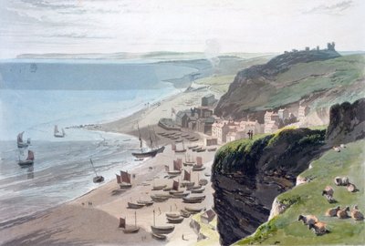 Hastings, dalla East Cliff, 1823 da William Daniell