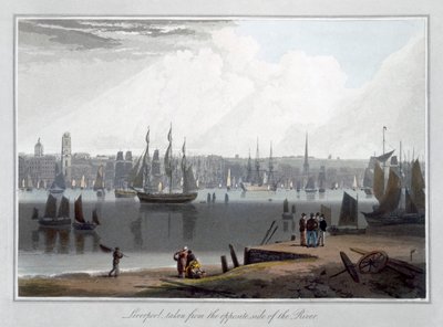 Liverpool, vista dal lato opposto del fiume da William Daniell