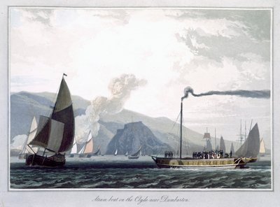 Battello a vapore sul Clyde vicino a Dumbarton, Scozia da William Daniell
