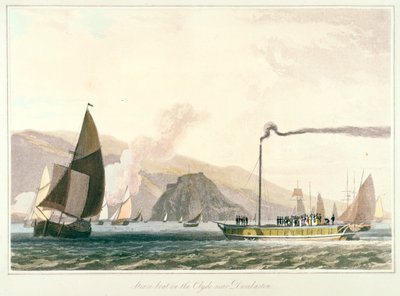 Battello a vapore sul Clyde vicino a Dumbarton, c1814 da William Daniell