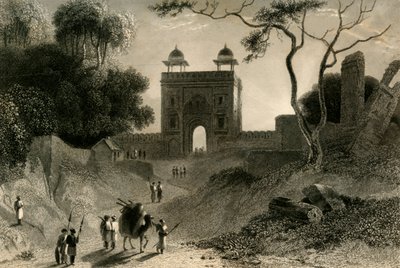 La Porta di Agra, Chauter Serai, 1835 da William Daniell