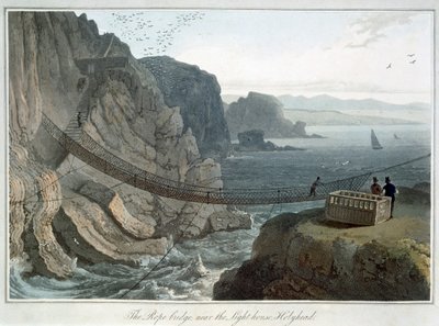 Il ponte di corda vicino al faro, Holyhead, Anglesey, Galles da William Daniell