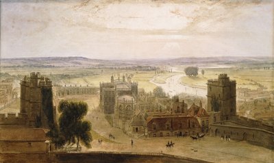 Vista dalla Torre Rotonda, Castello di Windsor, 1827 da William Daniell