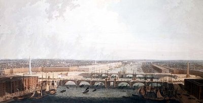 Veduta di Londra con i miglioramenti del suo porto e il doppio Ponte di Londra. Presentato al Comitato Selezionato della Camera dei Comuni da William Daniel da William Daniell