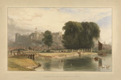 Castello di Windsor vicino a Brocas Meadows da William Daniell