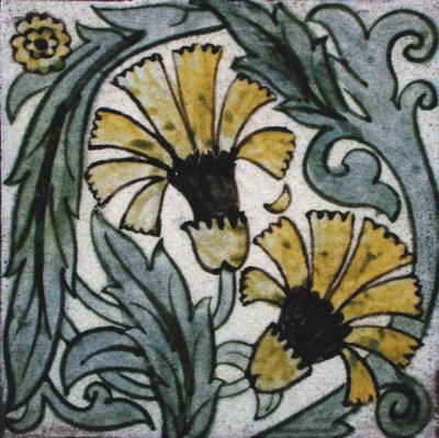 Piastrella con motivo floreale da William de Morgan
