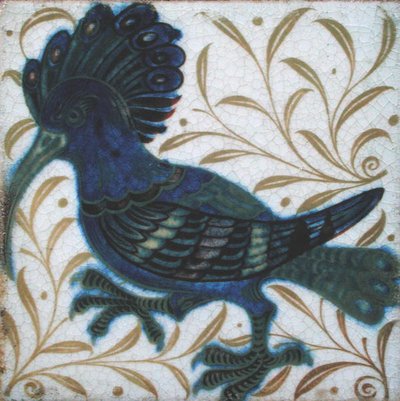 Piastrella con disegno di colibrì da William de Morgan