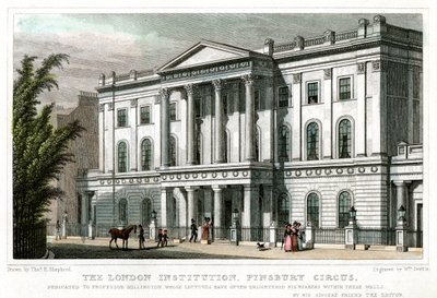 La London Institution, Finsbury Circus, Londra, 1827 da William Deeble