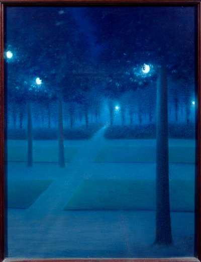 Notte al Parc Royal di Bruxelles. Dipinto a pastello di William Degouves de Nuncques (1867-1935) 1897 Parigi, museo d