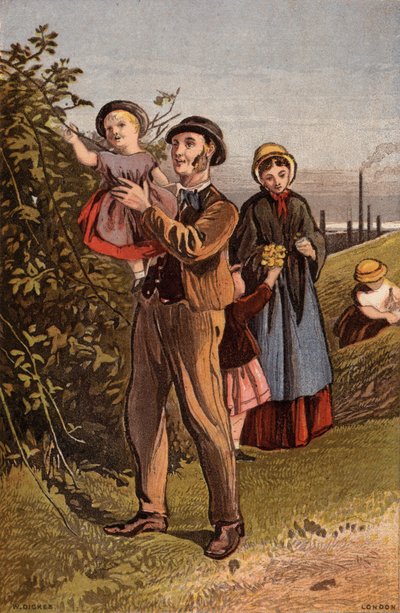 Passeggiata in campagna: famiglia che cammina in campagna da William Dickes