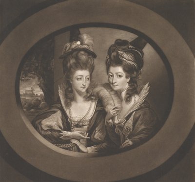 Mrs. Gwyn e Mrs. Bunbury nei personaggi di Le allegre comari di Windsor da William Dickinson