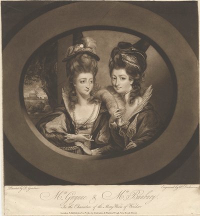 Mrs. Gwynne e Mrs. Bunbury nei personaggi delle Allegre Comari di Windsor da William Dickinson
