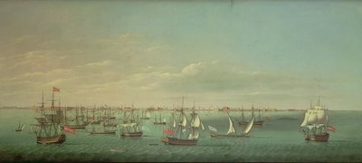 Mercantili e navi da guerra britanniche, francesi, portoghesi e spagnole al largo di Cadice da William Dixon