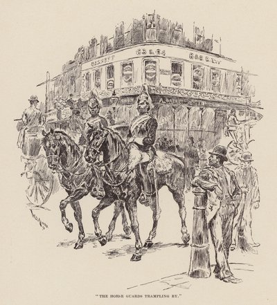 "Le guardie a cavallo che calpestano" (incisione) da William Douglas Almond
