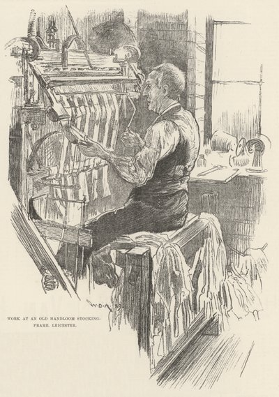 Lavoro a un vecchio telaio per calze, Leicester da William Douglas Almond