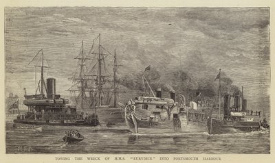 Traino del relitto della HMS Eurydice nel porto di Portsmouth da William Edward Atkins