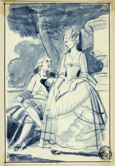 Uomo e donna in abiti del XVIII secolo da William Edward Frost