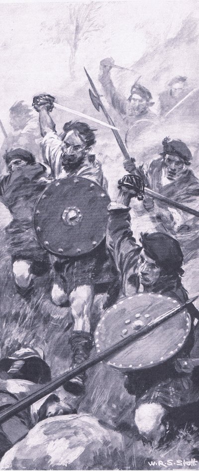 Gli Highlanders alla battaglia di Killiecrankie, illustrazione da British Battles on Land and Sea, 1915 da William Edward Stott