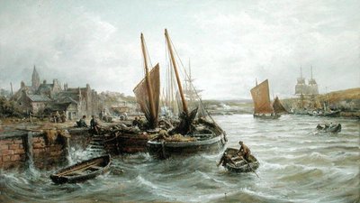 Barche da pesca nel porto di Peel, Isola di Man da William Edward Webb
