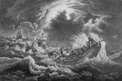 Scialuppa di salvataggio che salva parte dell