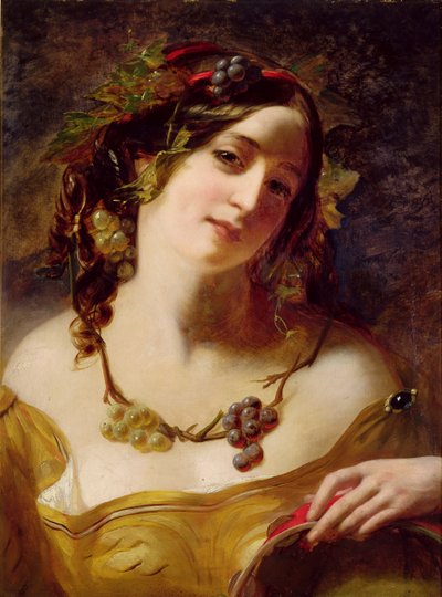 Una baccante (olio su tavola) da William Etty