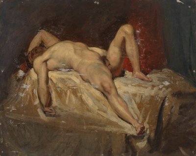 Nudo maschile sdraiato, ginocchio sinistro alzato da William Etty