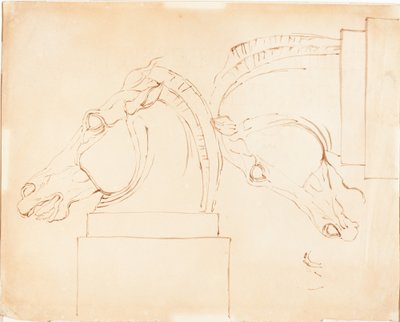 Il cavallo di Selene dai Marmi di Elgin [recto] da William Etty