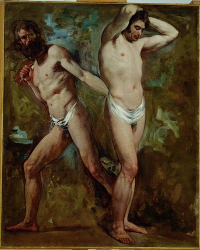 Due nudi maschili in piedi da William Etty