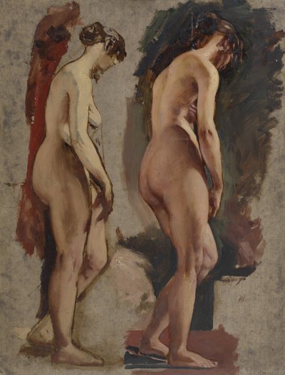 Due nudi femminili in piedi a figura intera, rivolti a destra, 1815-45 da William Etty