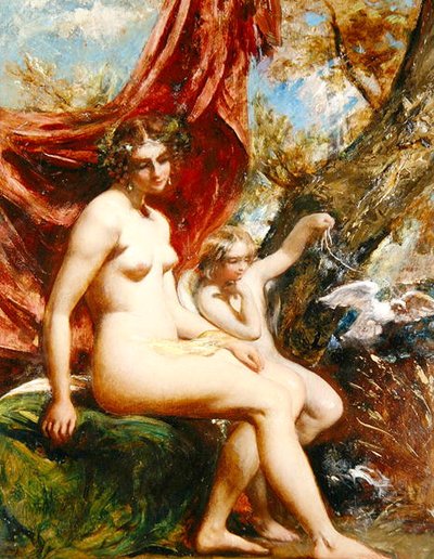 Venere e Cupido con una Colomba da William Etty