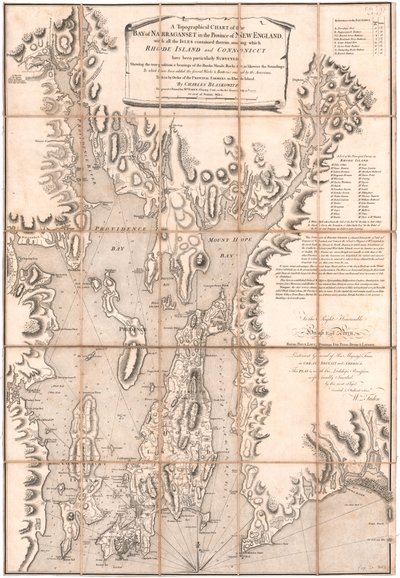 Carta topografica del Rhode Island di Blaskewitz da William Faden