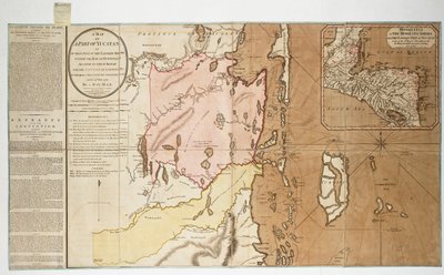 Mappa di una parte dello Yucatan o di quella parte della costa orientale nella Baia di Honduras assegnata alla Gran Bretagna per il taglio del legno, in conseguenza della convenzione firmata con la Spagna il 14 luglio 1786. Di un uomo della Baia. da William Faden