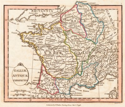 Antica Gallia. Mappa. da William Faden