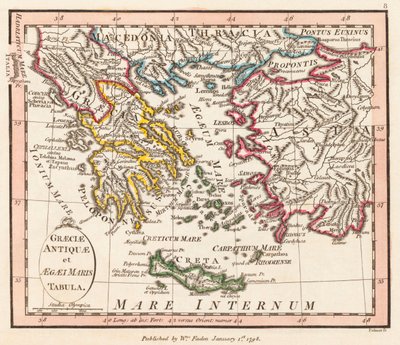 Antica Grecia. Mar Egeo. Asia Minore. Mappa. da William Faden
