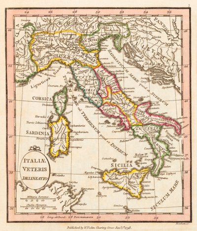 Italia antica. Mappa. da William Faden