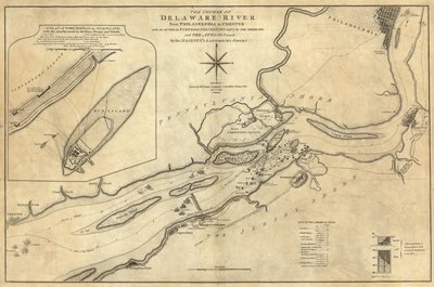 Corso del fiume Delaware da Filadelfia a Chester da William Faden