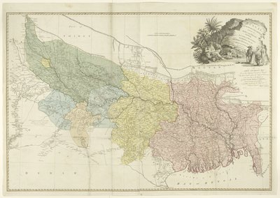 Mappa del bacino del fiume Gange da William Faden