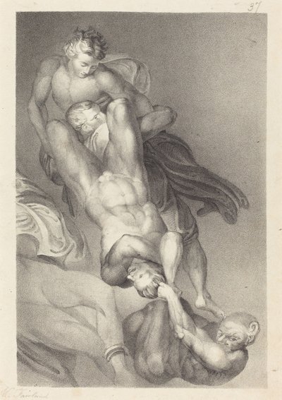 Parte del Giudizio Universale di Michelangelo da William Fairland after John Flaxman