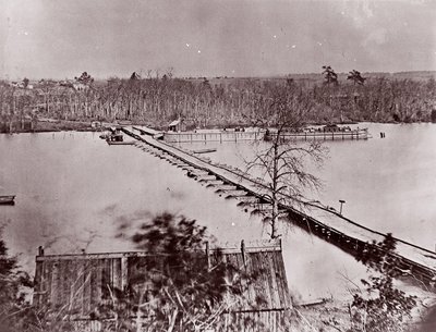 Ponte di barche, Broadway Landing, fiume Appomattox, 1861-65 da William Frank Browne
