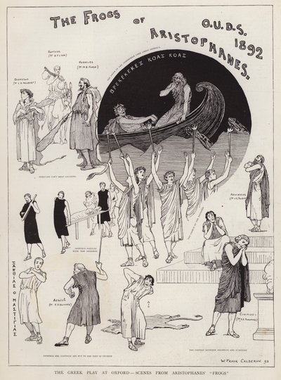Scene da una produzione della commedia Le Rane di Aristofane, dalla Oxford University Dramatic Society da William Frank Calderon