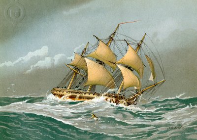 Una fregata della Royal Navy da 28 cannoni, c1794 c1890-c1893 da William Frederick Mitchell