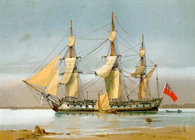 Una fregata della Royal Navy da 42 cannoni, c1780 c1890-c1893 da William Frederick Mitchell
