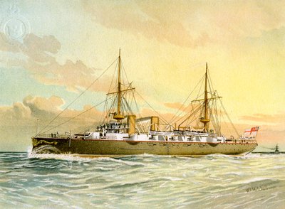 HMS Undaunted, incrociatore di 1ª classe della Royal Navy, c1890-c1893 da William Frederick Mitchell
