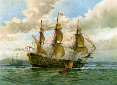 Nave da battaglia della Royal Navy, c1650 da William Frederick Mitchell