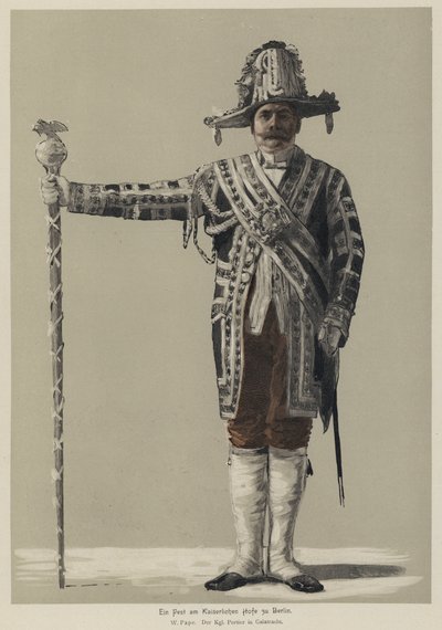 Portiere reale in costume di gala a una festa alla corte imperiale tedesca a Berlino da William Friedrich Georg Pape
