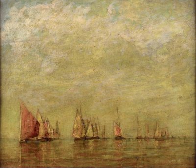 Barche veneziane che si riflettono nel mare calmo da William Gedney Bunce