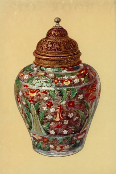 Vaso, dinastia Ming, cinese, con coperchio in ottone persiano da William Gibb