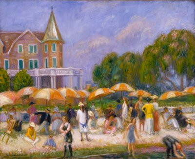 Ombrelloni da spiaggia a Blue Point da William Glackens